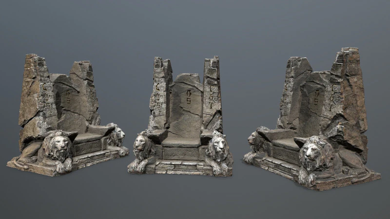 Lion Stone Throne 3D Model .c4d .max .obj .3ds .fbx .stl .blend