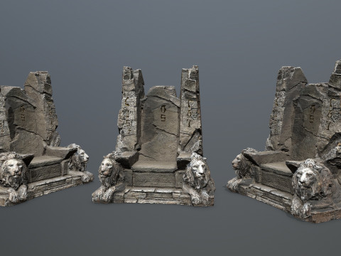 Lion Stone Throne 3D मॉडल