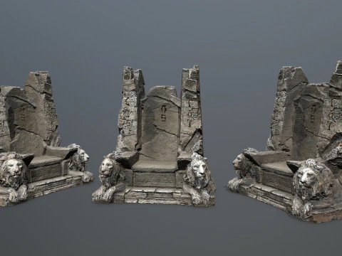 Tahta Batu Singa Model 3D