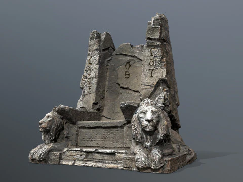 Lion Stone Throne 3D Model