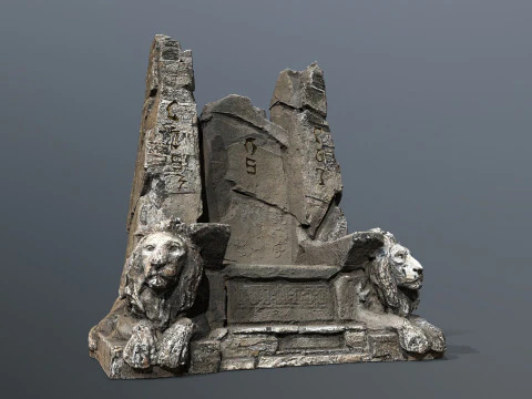 Lion Stone Throne 3D Model