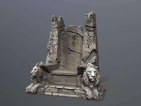 Lion Stone Throne 3Dモデル