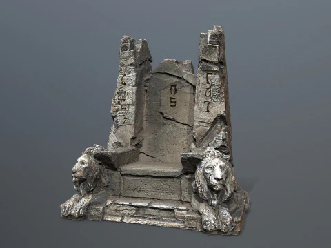 Lion Stone Throne 3D Model