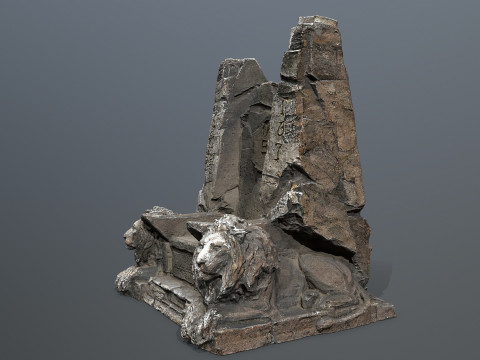 Lion Stone Throne 3Dモデル