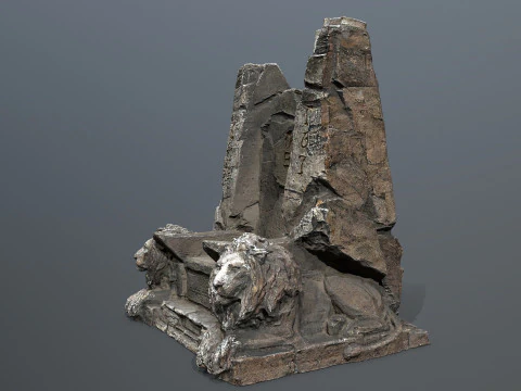 Lion Stone Throne 3D Model