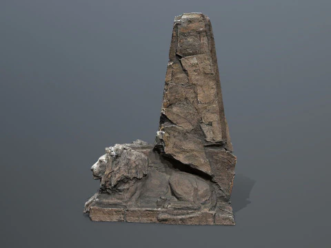 Lion Stone Throne 3D Model