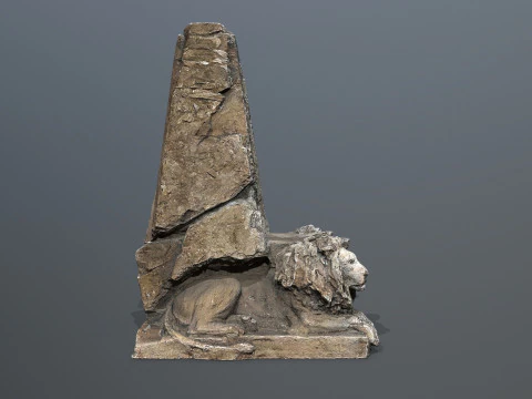 Lion Stone Throne 3D Model