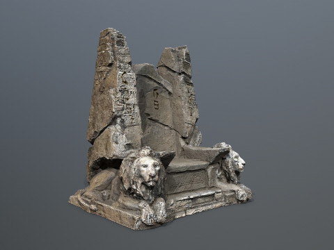 Lion Stone Throne 3Dモデル