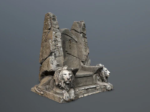 Lion Stone Throne 3D Model