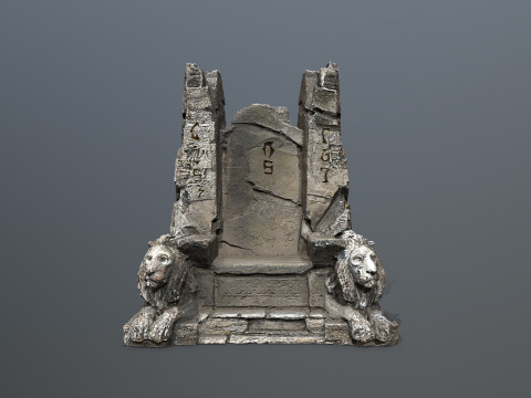Lion Stone Throne 3Dモデル