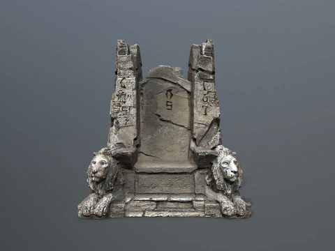 Lion Stone Throne 3D Model