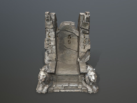 Lion Stone Throne 3Dモデル