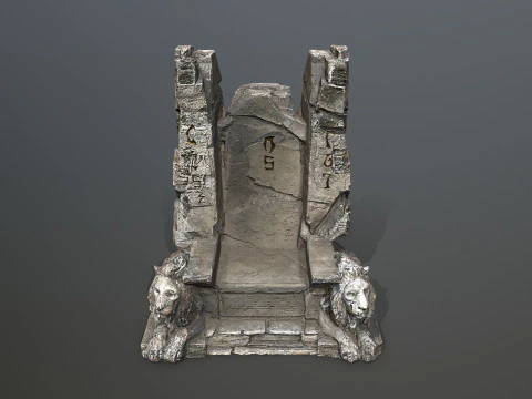 Lion Stone Throne 3D Model