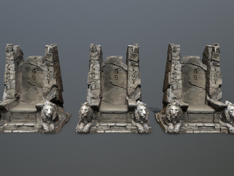 Lion Stone Throne 3Dモデル