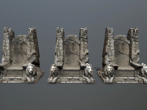 Lion Stone Throne 3D Model