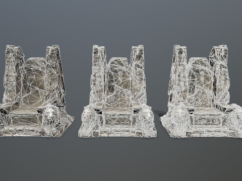 Lion Stone Throne 3Dモデル