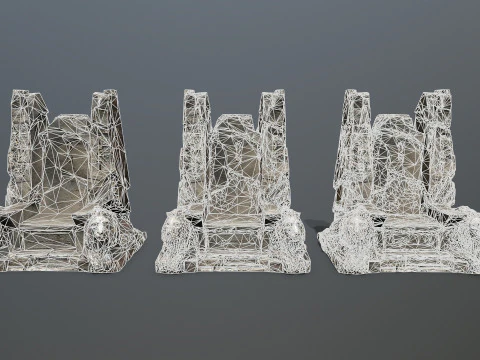 Lion Stone Throne 3D Model