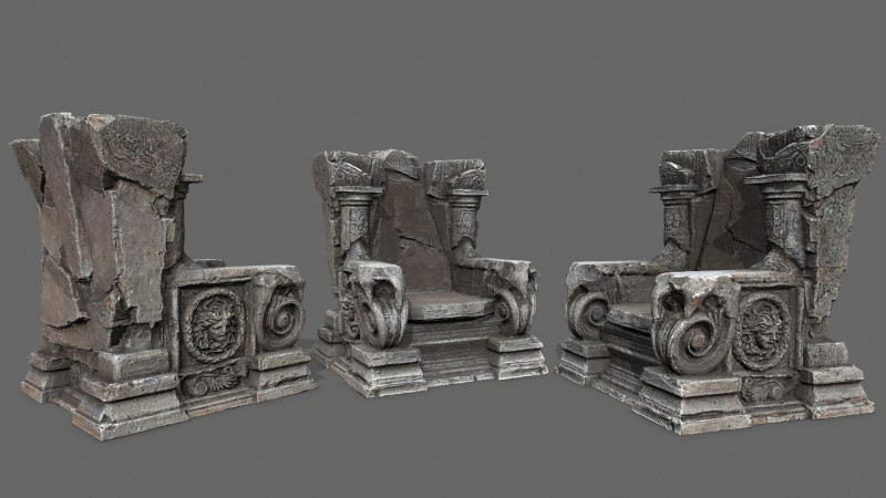 Old throne 3D Model .c4d .max .obj .3ds .fbx .stl .blend