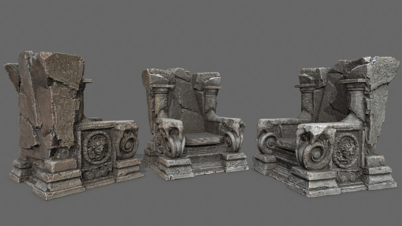 Old throne 3D Модель .c4d .max .obj .3ds .fbx .stl .blend