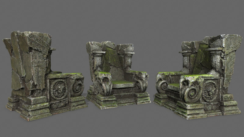Old throne 3D Модель .c4d .max .obj .3ds .fbx .stl .blend 