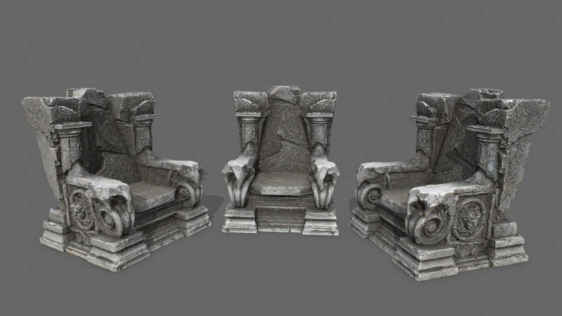 Old throne 3D Model .c4d .max .obj .3ds .fbx .stl .blend 