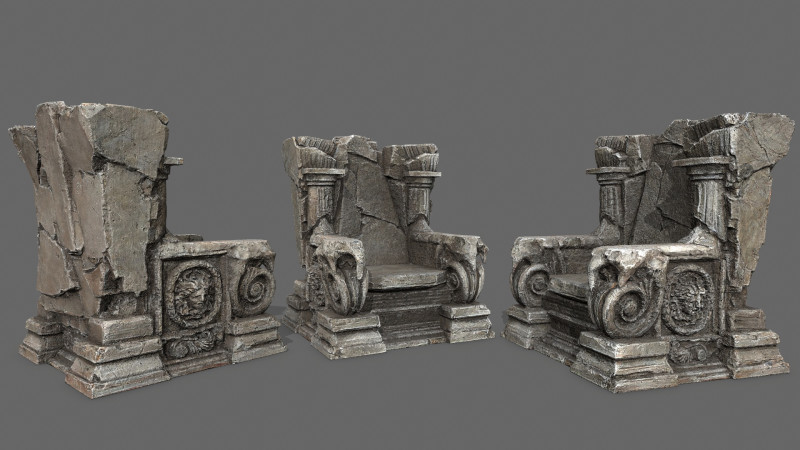 Old throne Model 3D .c4d .max .obj .3ds .fbx .stl .blend 