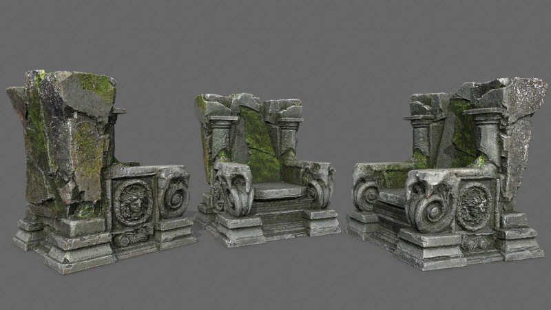 Old throne 3D Model .c4d .max .obj .3ds .fbx .stl .blend 