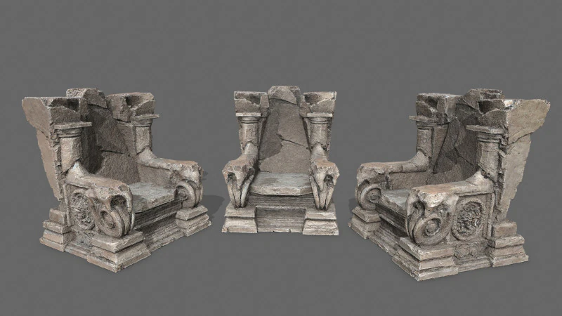 Old throne 3D Model .c4d .max .obj .3ds .fbx .stl .blend 