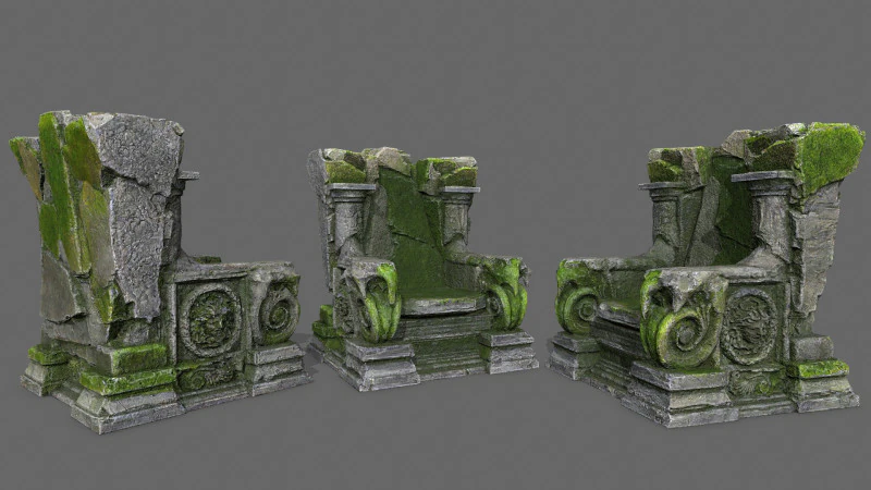 Old throne 3D Model .c4d .max .obj .3ds .fbx .stl .blend 