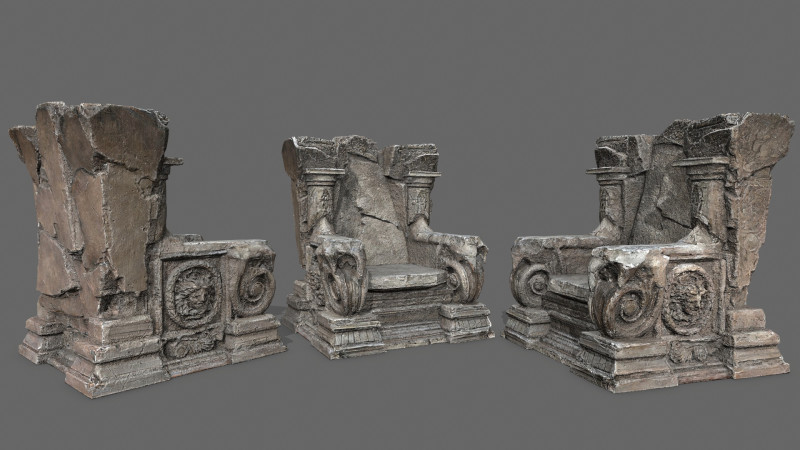 Old throne 3D Модель .c4d .max .obj .3ds .fbx .stl .blend
