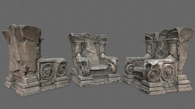 Old throne 3D Model .c4d .max .obj .3ds .fbx .stl .blend 