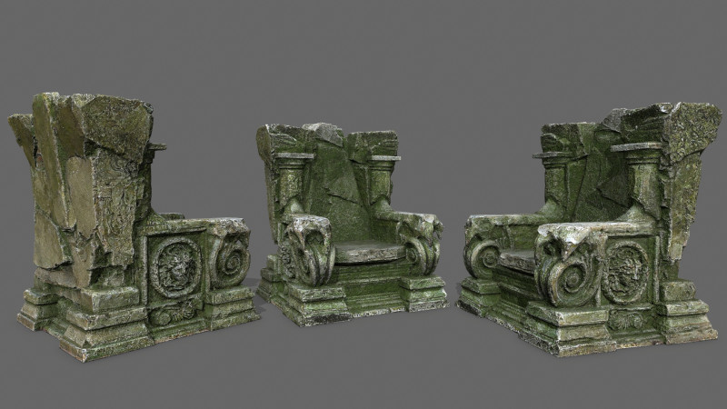 Old throne 3D Модель .c4d .max .obj .3ds .fbx .stl .blend