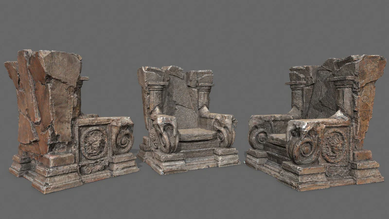 Old throne 3D Model .c4d .max .obj .3ds .fbx .stl .blend 