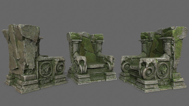Old throne 3D 모델 .c4d .max .obj .3ds .fbx .stl .blend