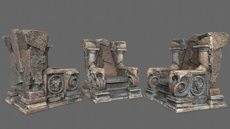 Old throne 3D Модель .c4d .max .obj .3ds .fbx .stl .blend