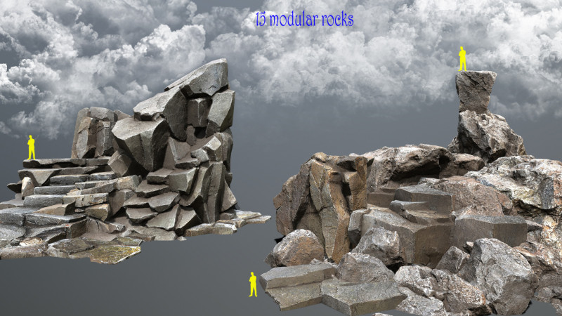 Cliff rocks Model 3D .c4d .max .obj .3ds .fbx .stl .blend 