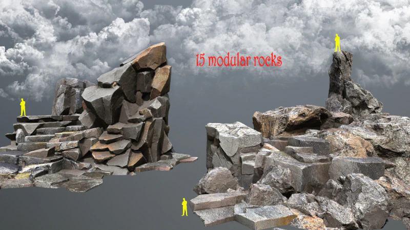 Volcanic rocks 3D Model .c4d .max .obj .3ds .fbx .stl .blend 