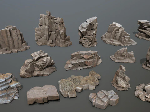 Egyptische rotsen Set 3D Model