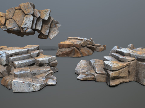 Egyptian rocks Set 3D Модель