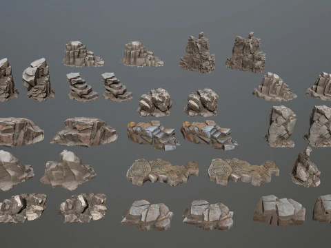 Egyptische rotsen Set 3D Model