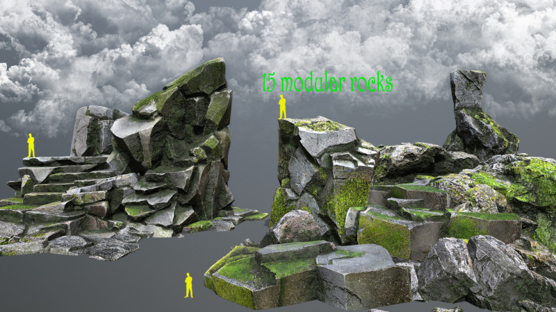 Mossy rocks 3D मॉडल .c4d .max .obj .3ds .fbx .stl .blend 