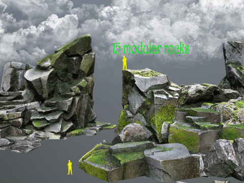 Mossy rocks Modello 3D