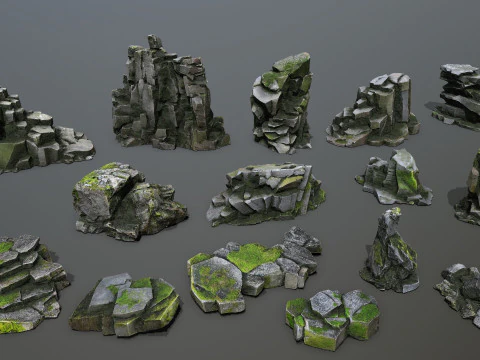 Omszałe skały Model 3D