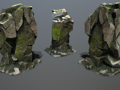 Mossy rocks 3D मॉडल