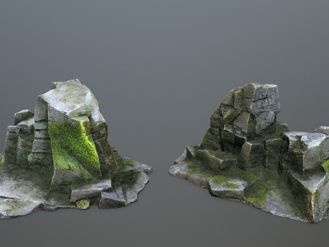 Mossy rocks 3D मॉडल