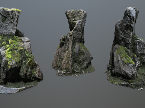 Mossy rocks 3D मॉडल
