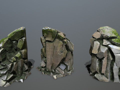 Mossy rocks 3D मॉडल