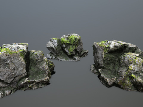 Mossy rocks 3D मॉडल