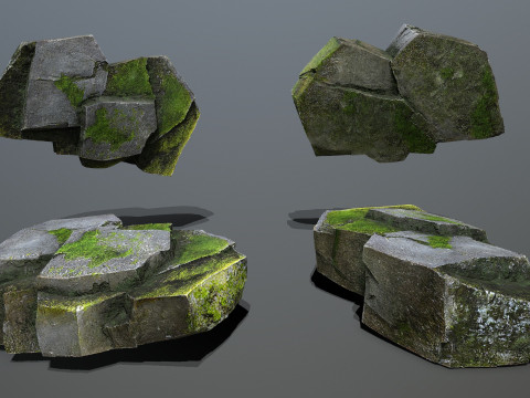 Mossy rocks 3D मॉडल