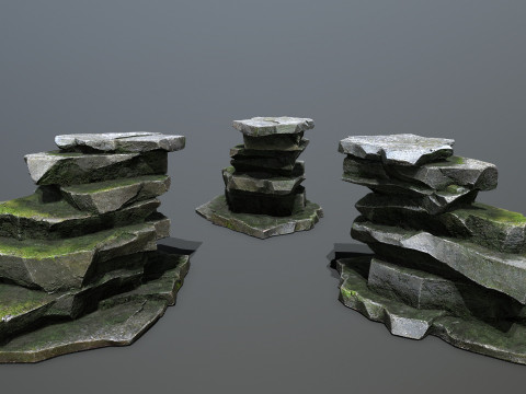Mossy rocks 3D मॉडल